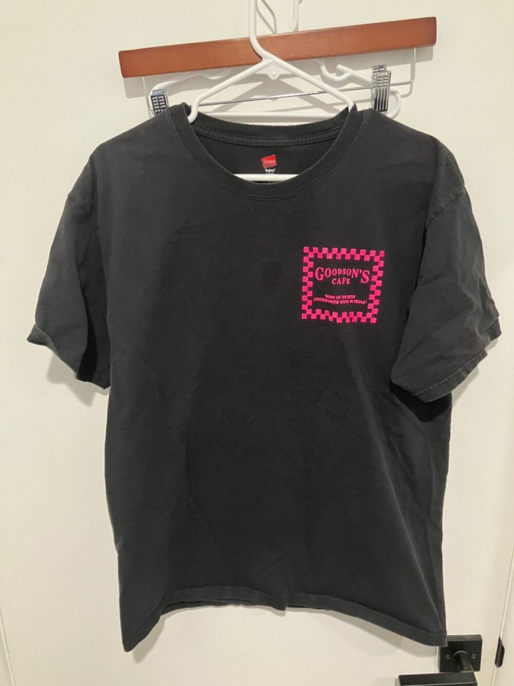 Vintage Goodsons Cafe Texas T Shirt Mens Large Black 2 Sided Tee Distressed